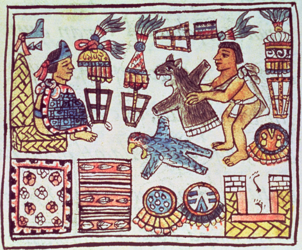 Ms Palat. 218-220 Boek IX Montezuma II (1466-1520) ontvangt schattingen, uit de 