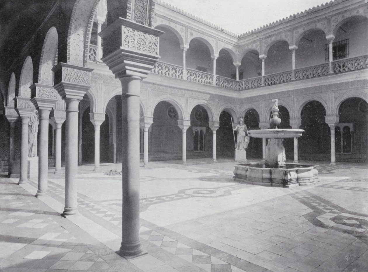 Rechtbank in het Huis van Pilatus, Sevilla (z/w foto) door Spanish Photographer