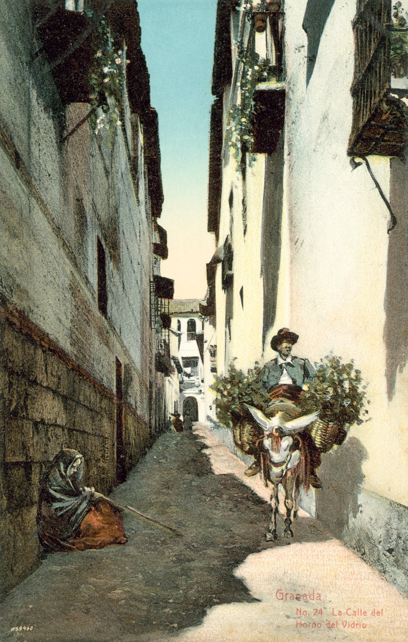 Granada, La Calle Del Horno Del Vidrio, Spanje (kleurenfoto) door Spanish Photographer