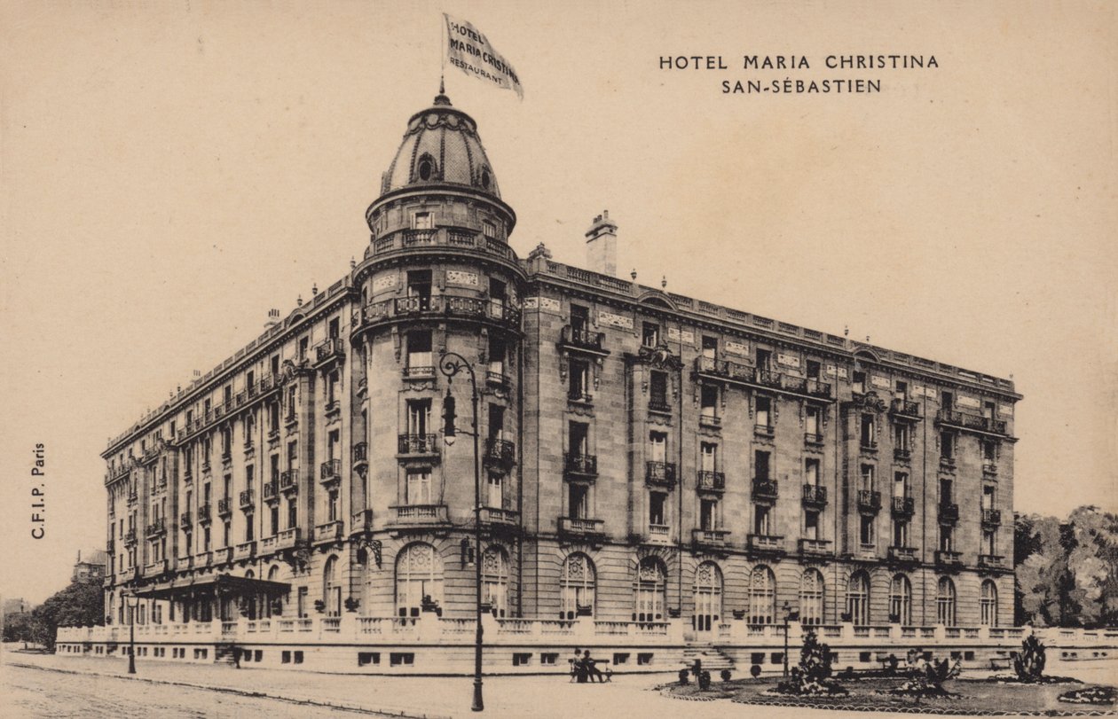Hotel Maria Christina, San-Sebastien (zwart-wit foto) door Spanish Photographer