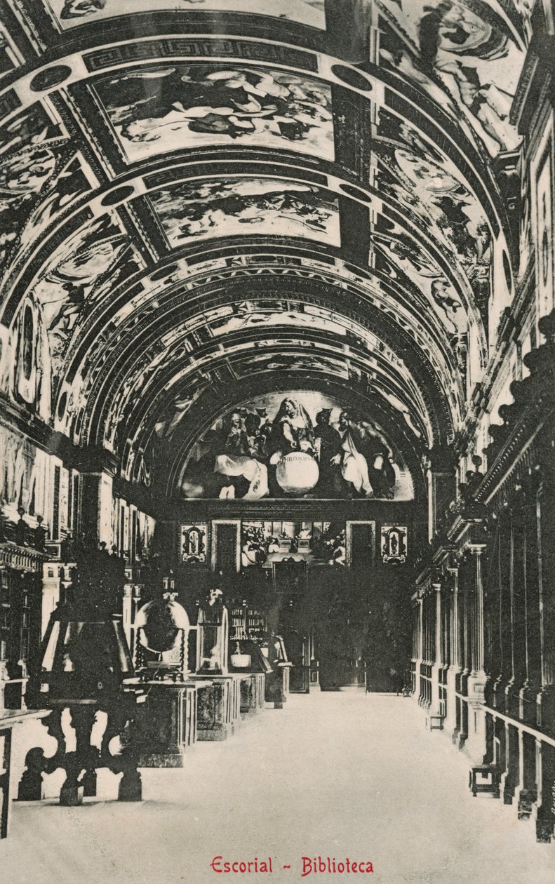 Bibliotheek van El Escorial, Spanje (z/w foto) door Spanish Photographer
