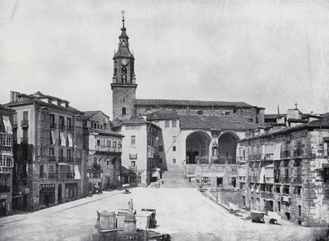 Plaza De La Constitucion, Vitoria (z/w foto) door Spanish Photographer