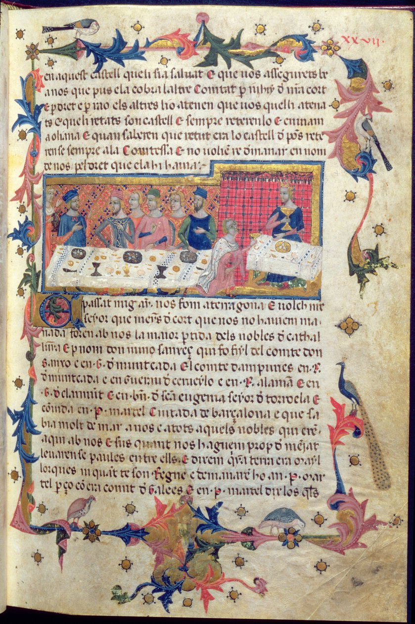Banket gegeven door Vader Martell voor Jacobus I in Tarragona in 1228 door Spanish School