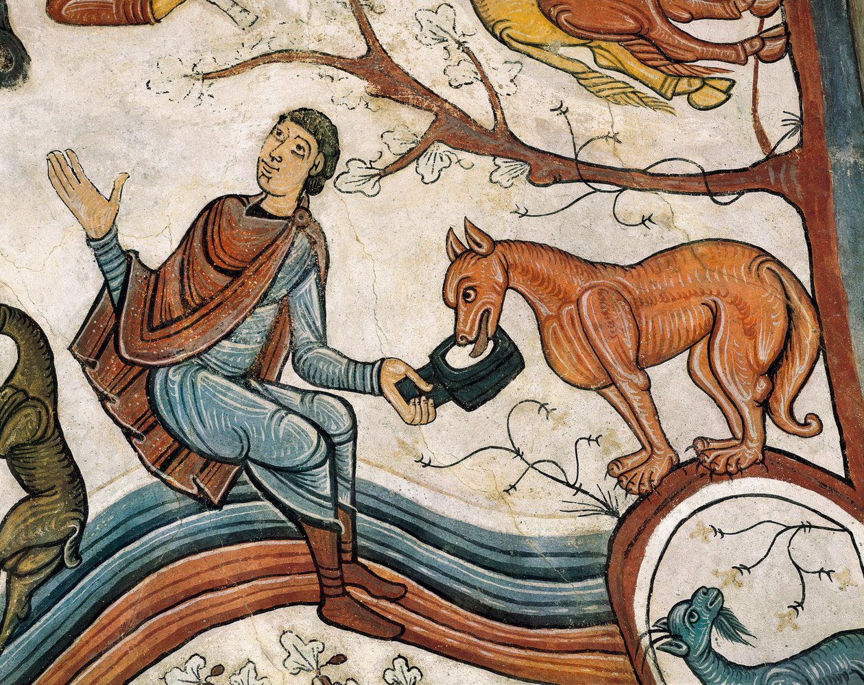 Centraal detail van het gewelf dat de Aankondiging aan de herders voorstelt. Fresco uit de 12e eeuw. door Spanish School