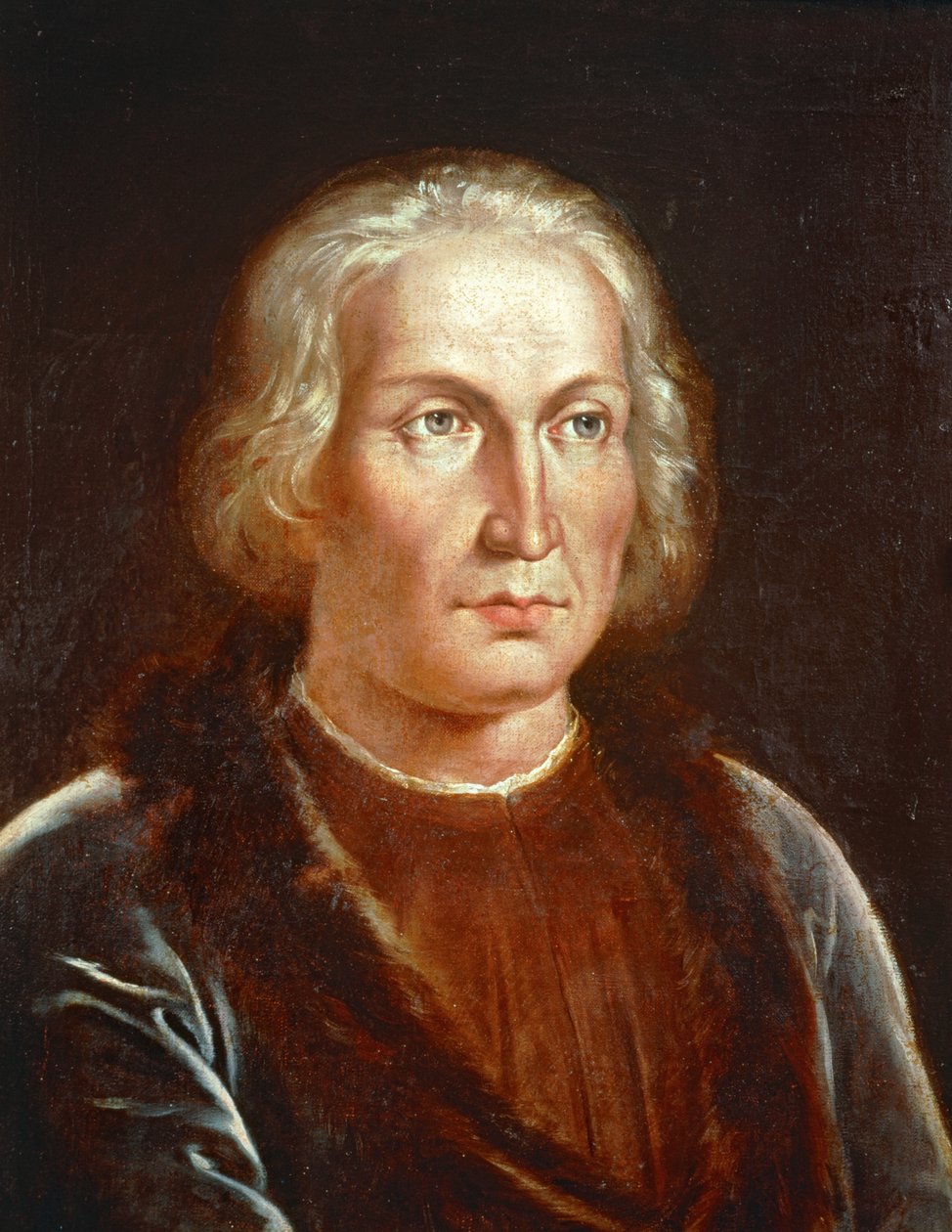 Christoffel Columbus, ontdekker ... (schilderij op doek) door Spanish School