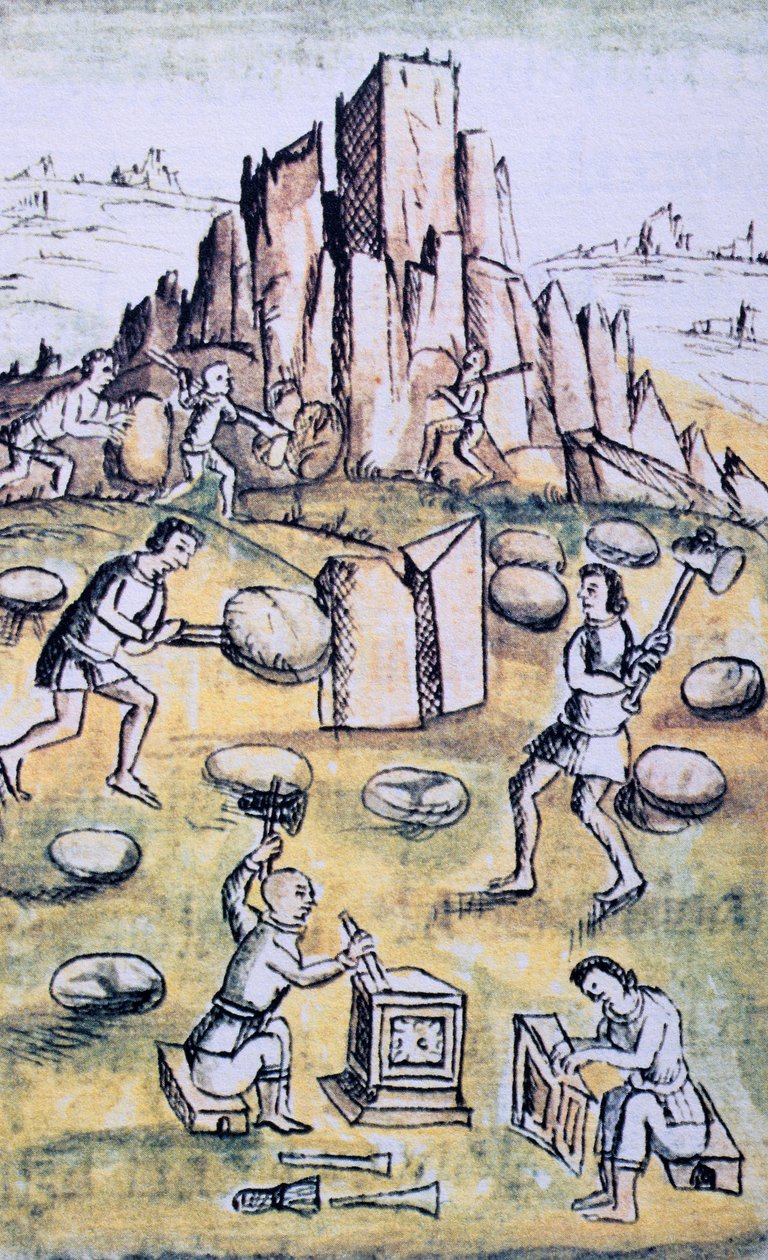Codex van de verovering van Mexico: Steenwerk door Spanish School
