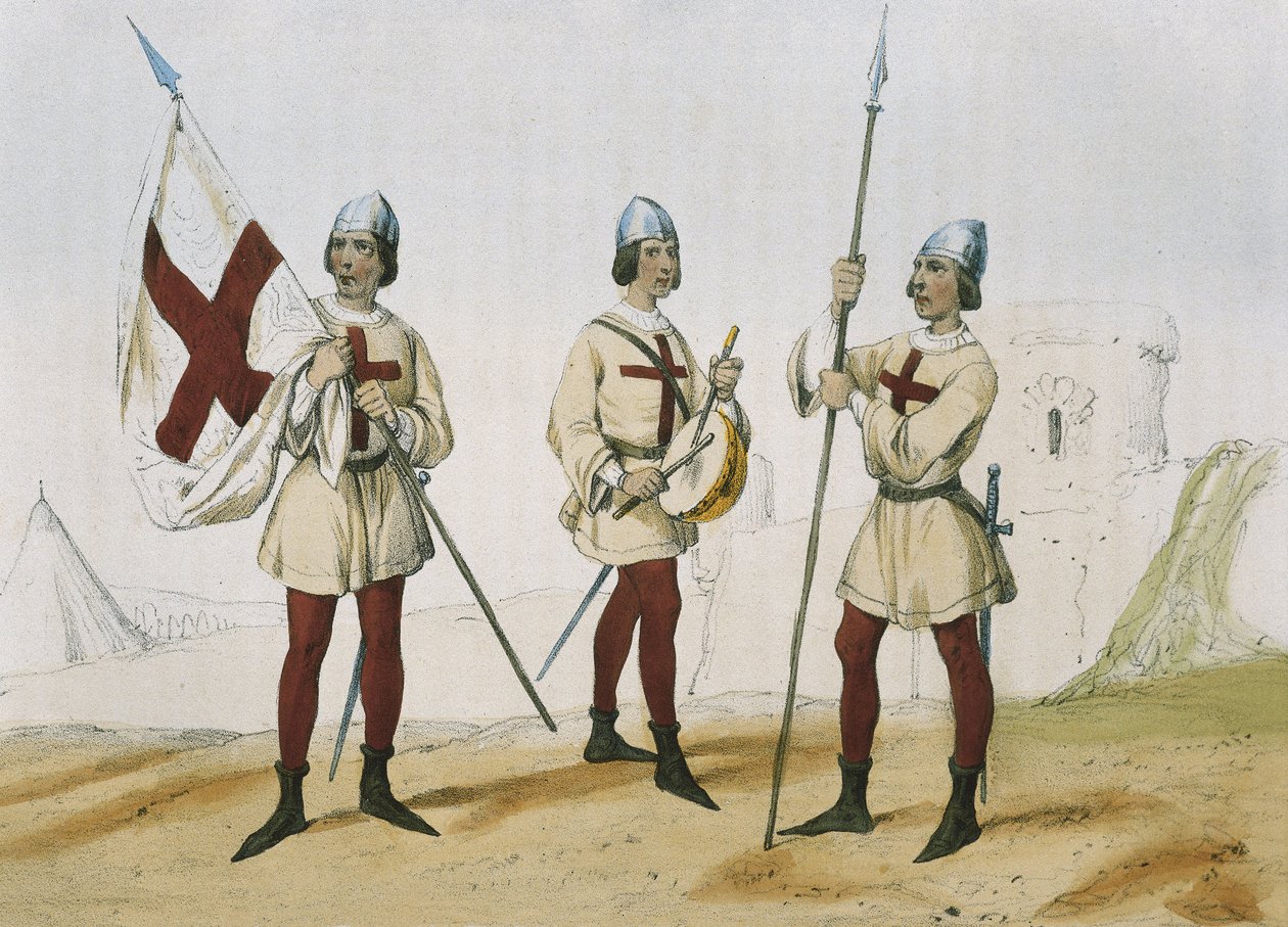 DE SOTTO, Serafin Maria, Graaf van Clonard (1793 - 1862). Historia organica de las armas de Infanteria y Caballeria espanolas. 1851 - 1859. Infanteristen tijdens het bewind van de Katholieke Koningen van Spanje. Vaandeldrager, trommelaar en lansier van de  door Spanish School