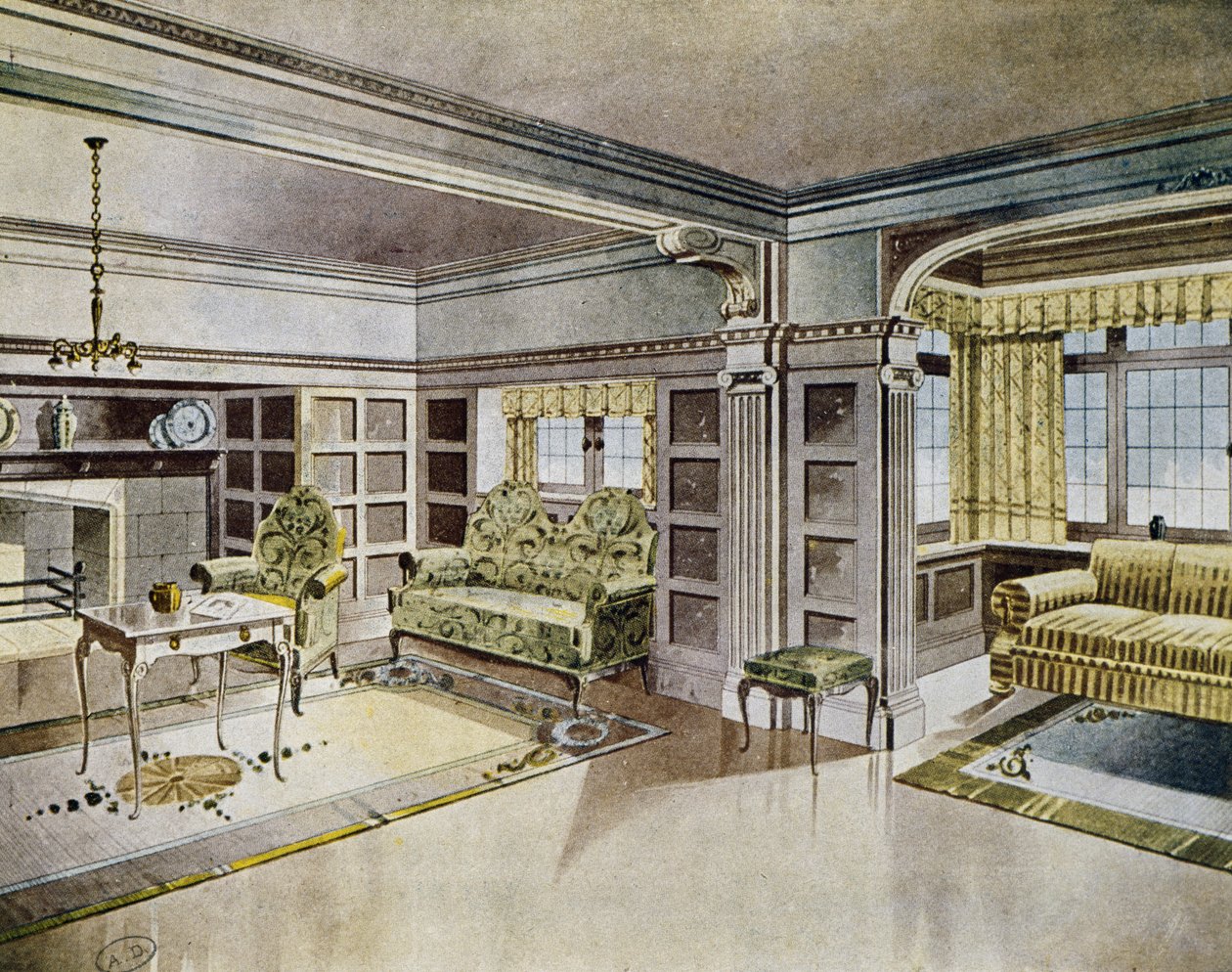 Ontwerp van zitkamers, circa 1900, Spanje, 20e eeuw door Spanish School