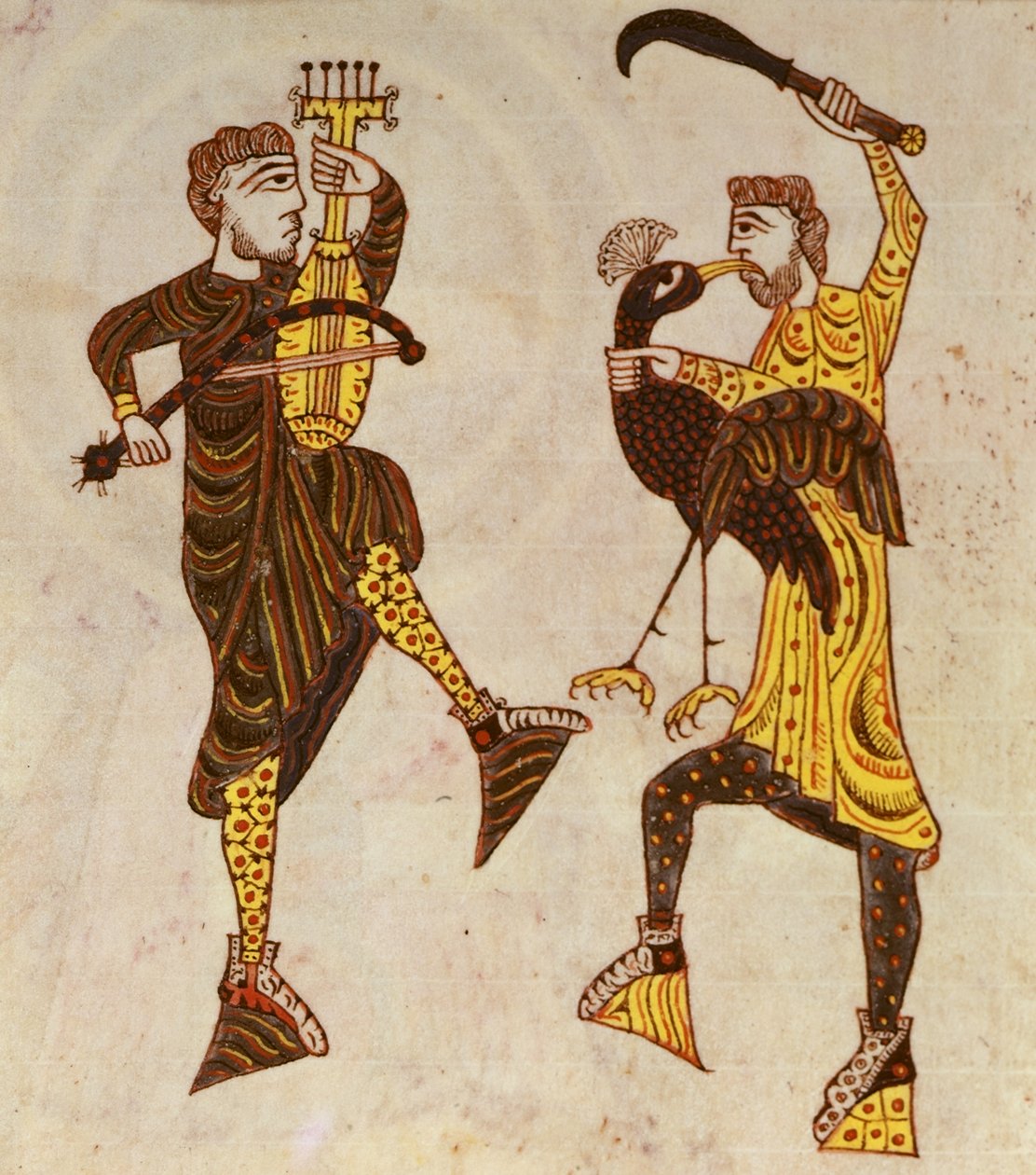 Twee Mannen Dansen, uit de Beatus Apocalyps van Santo Domingo de Silos door Spanish School