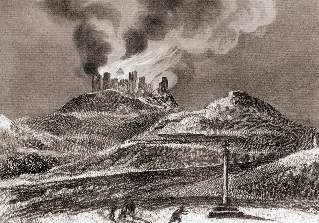 Brand in het klooster van Montearagon, Quincena, Huesca, Spanje in 1835 door Spanish School