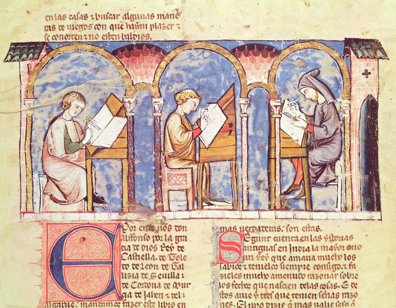 Speltafelmakers, uit het Boek der Spelen, Schaken, Dobbelstenen en Borden, 1282 door Spanish School