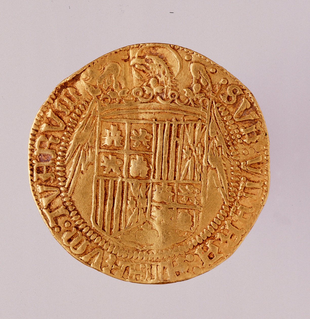 Gouden munt uit Spanje: regering van de katholieke koningen Ferdinand en Isabella door Spanish School