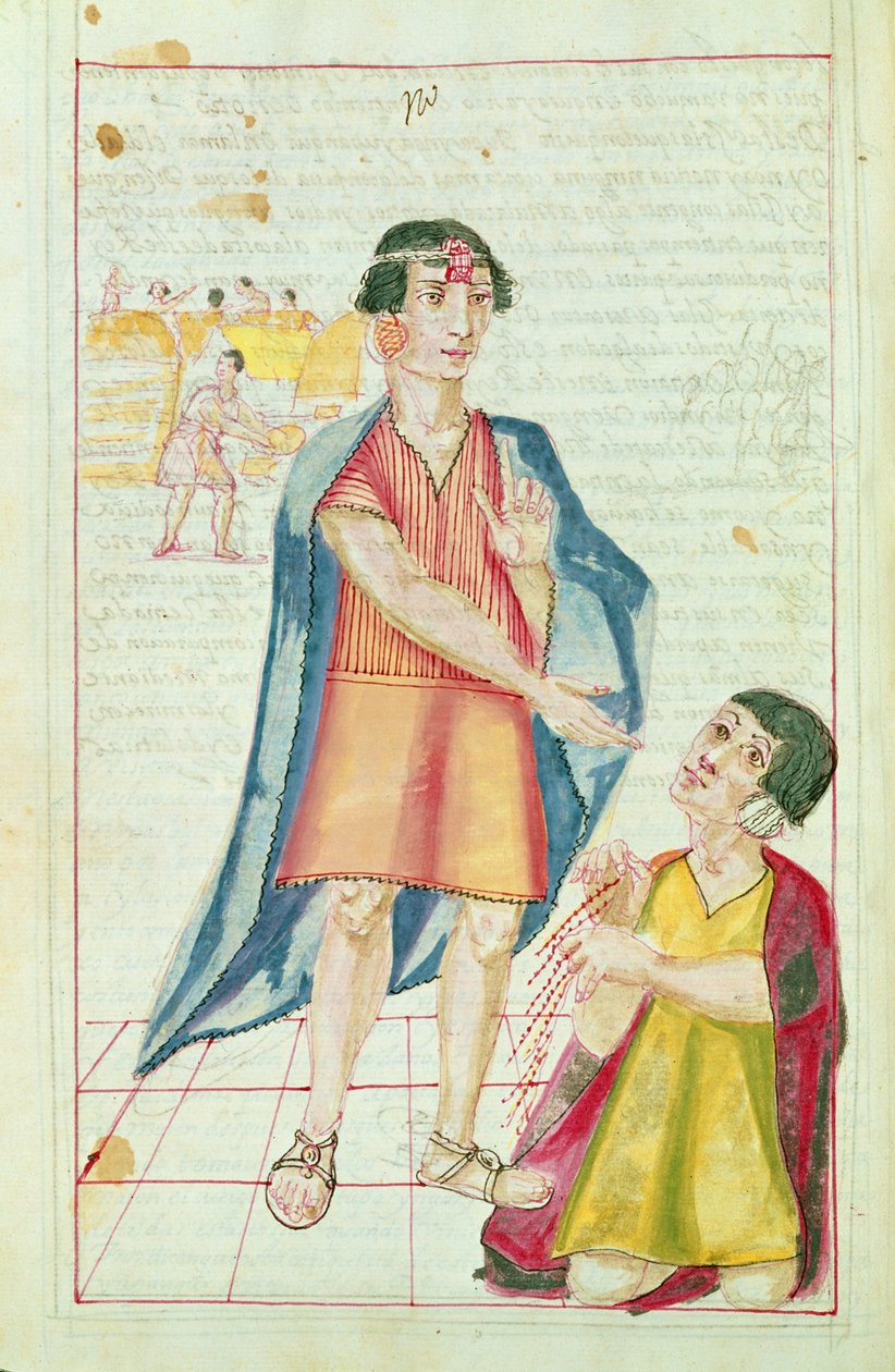 Illustratie van een Quipu, uit 