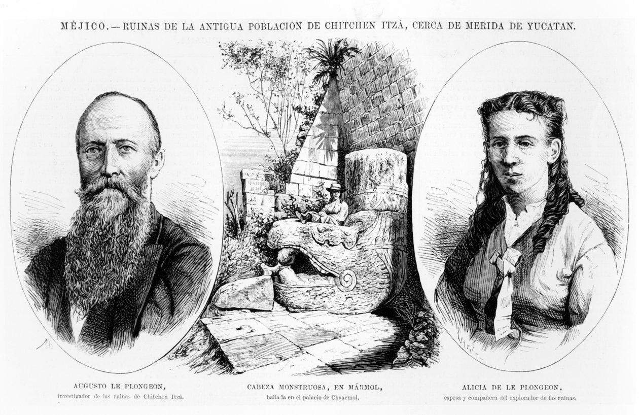 Mexico - Ruïnes van de oude bevolking van Chitchen Itza, nabij Merida, Yucatan, illustratie uit La Illustracion Espanola y Americana 1877 door Spanish School