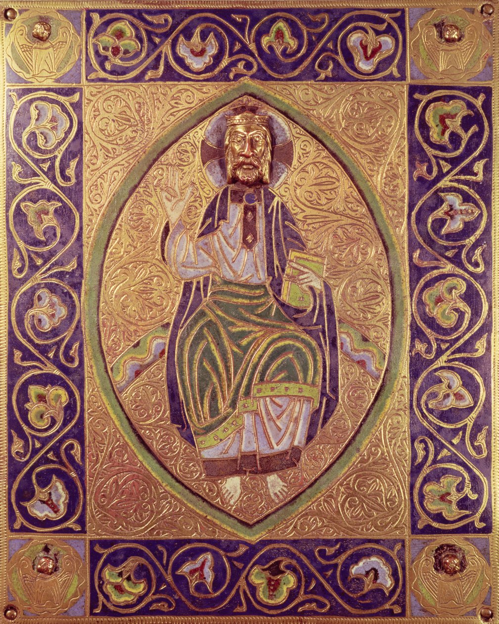 Plaquette met Christus die zegent door Spanish School