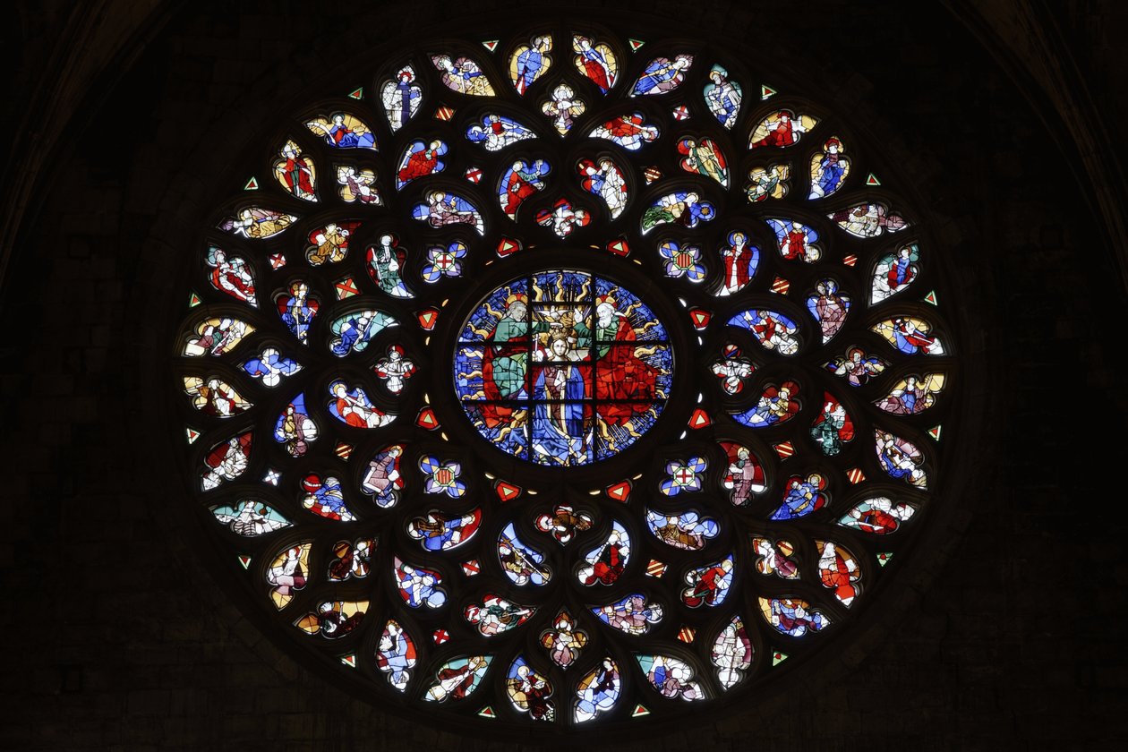 Roosvenster met de Tenhemelopneming van de Maagd, ca. 1460 door Spanish School