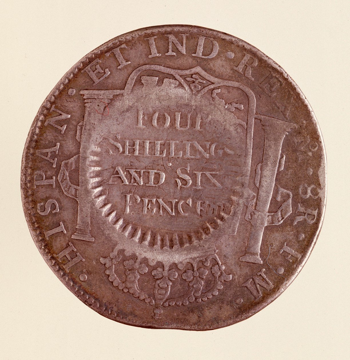 Zilveren munt (8 reales) uit Spanje: regeerperiode van Karel III door Spanish School