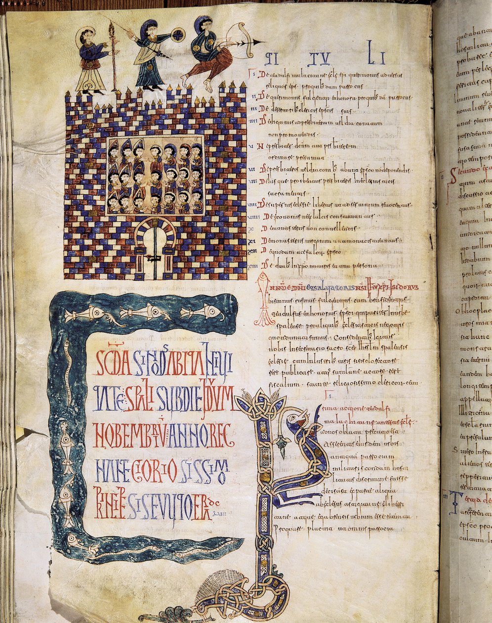 Het Hispalense II Concilie in 619, pagina uit de Glosas Emilianenses, 992-994 door Spanish School