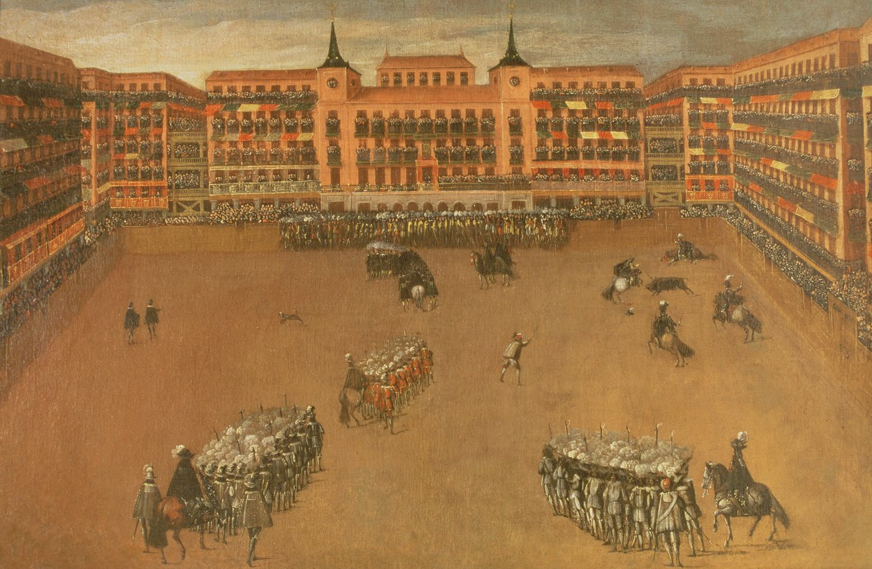 Het Hoofdplein in Madrid tijdens het Festival van de Grote Stier door Spanish School