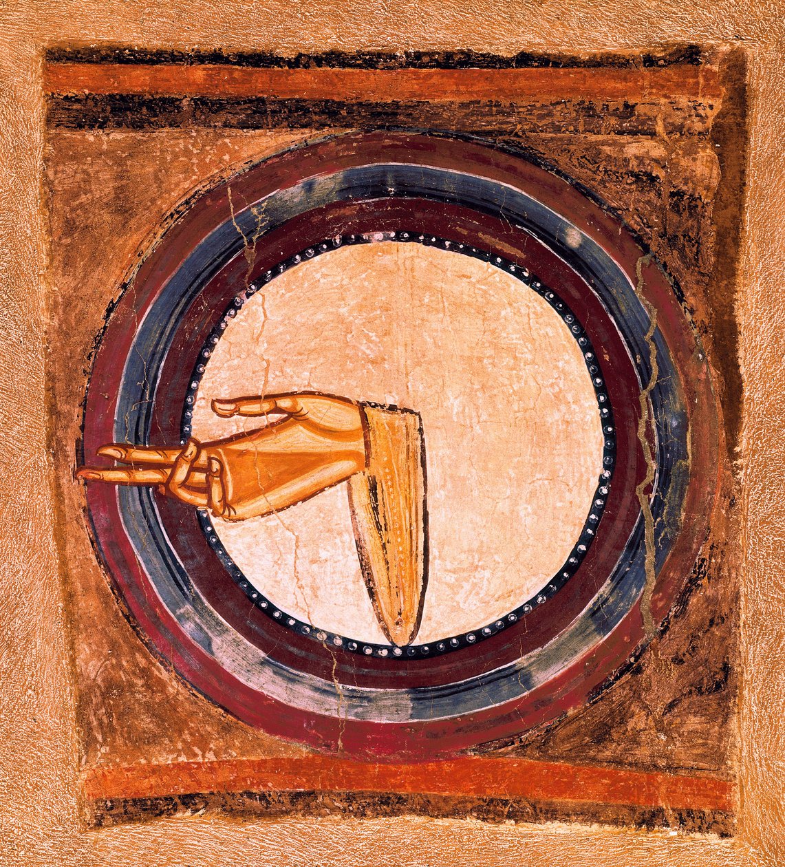 De hand van God, detail van een fresco door de meester van Saint Climent de Taull door Spanish School
