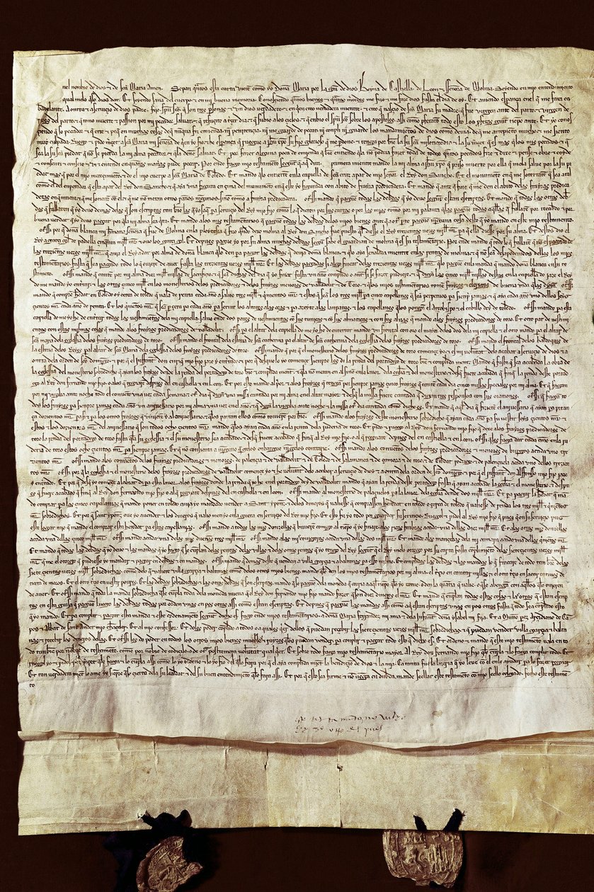 Het testament van Maria de Molina (of Maria Alfonso de Meneses) door Spanish School