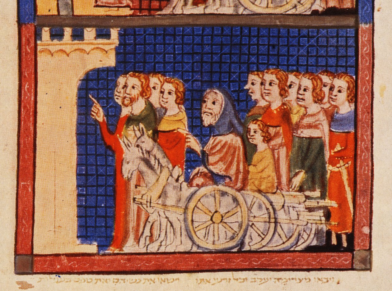 De verdrijving, Catalonië, uit de Sarajevo Haggadah door Spanish School