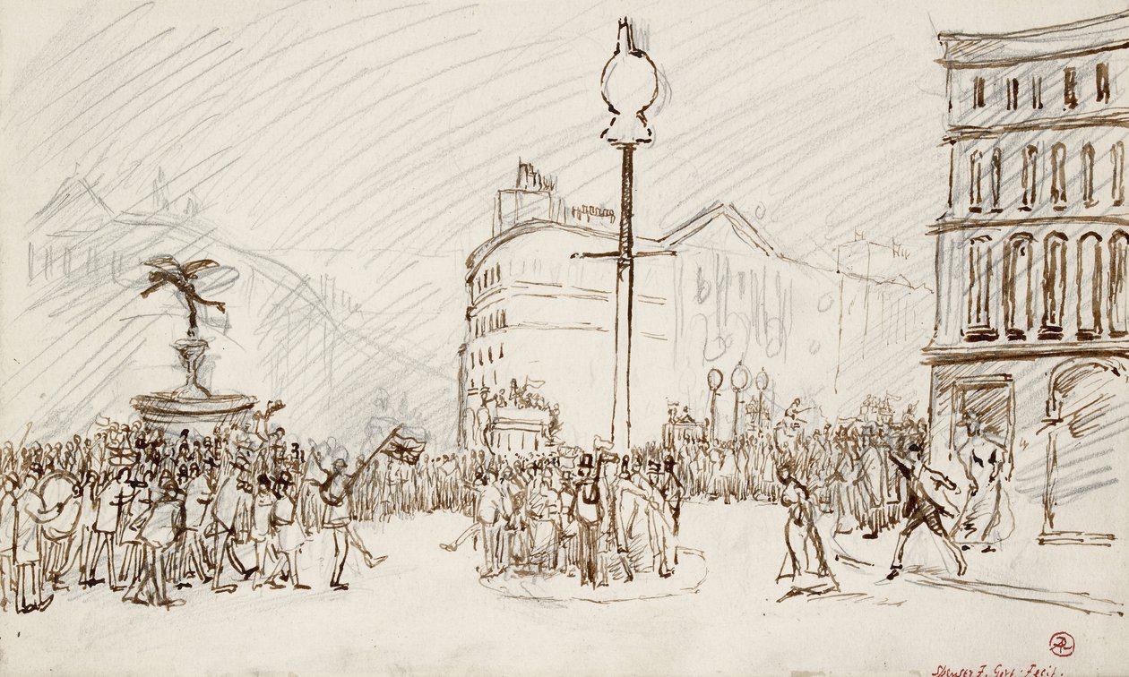 Straatscène - Piccadilly Circus door Spencer Frederick Gore