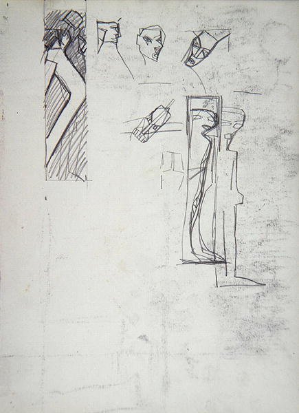 Studie voor decoratief paneel: geometrische figuren, voor de Cave of the Golden Calf door Spencer Frederick Gore
