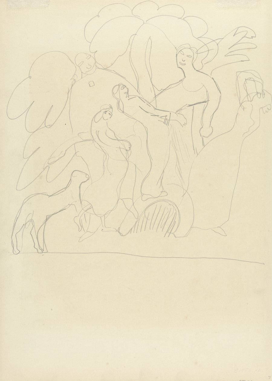 Studie van aanbidders en dansers met kalf, voor de Cave of the Golden Calf door Spencer Frederick Gore