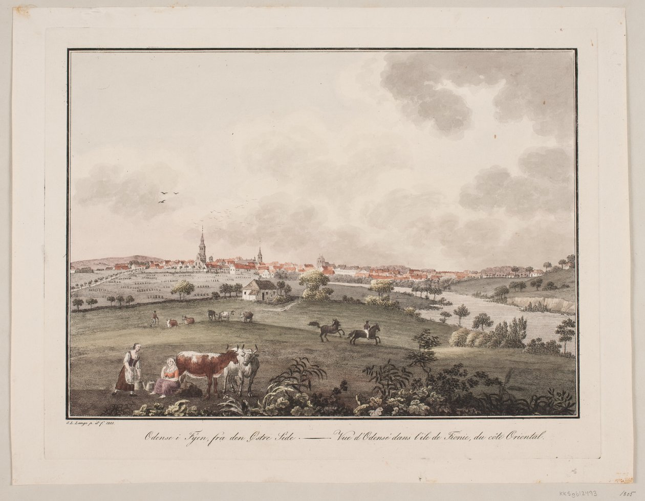 Odense op Funen, vanaf de oostkant door Søren L. Lange