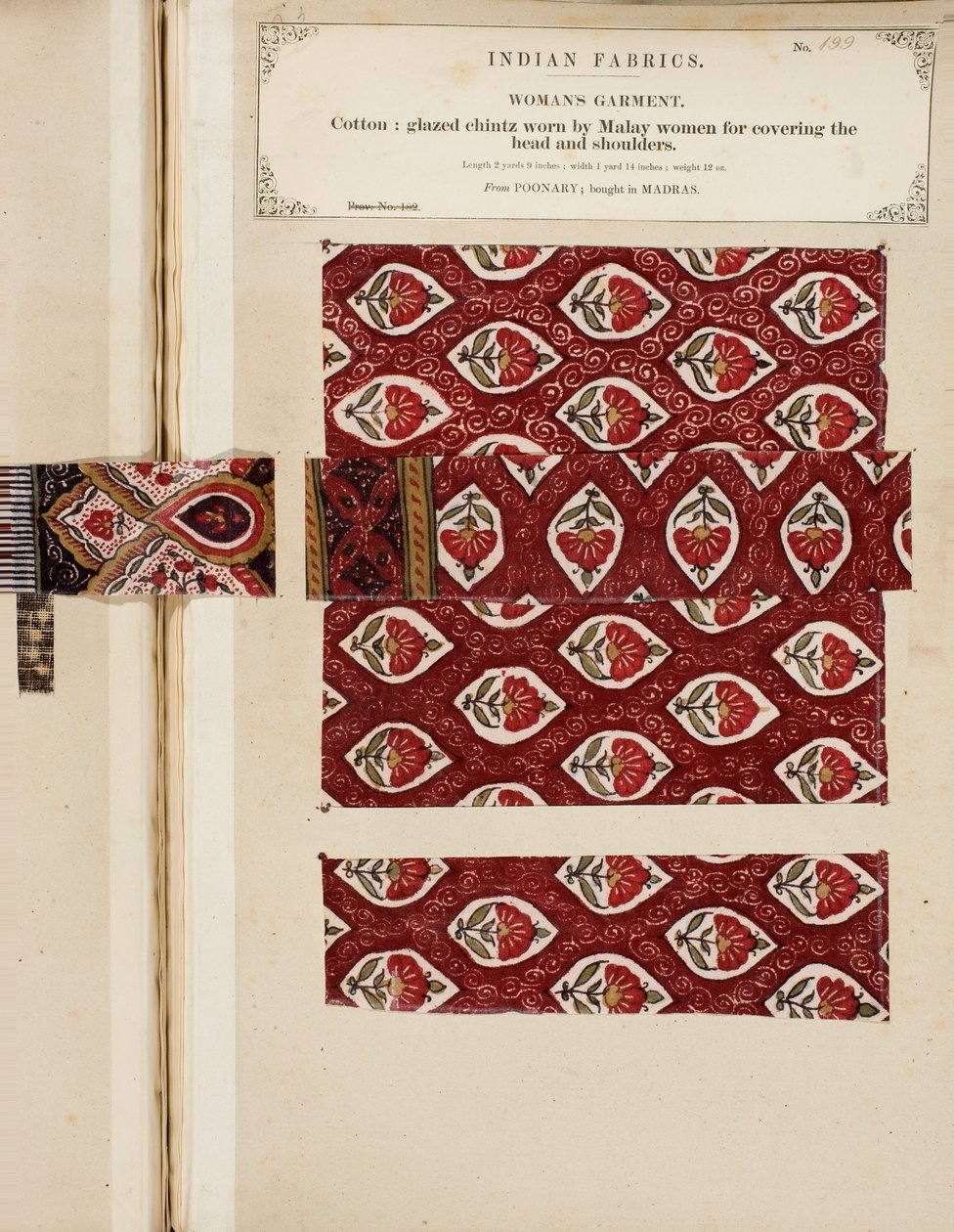 Katoenen geglazuurd chintzmonster uit Poonary, gekocht in Madras, uit The Collection of the Textile Manufacturers of India, door John Forbes Watson, gepubliceerd in 1866 door Sri Lankan School