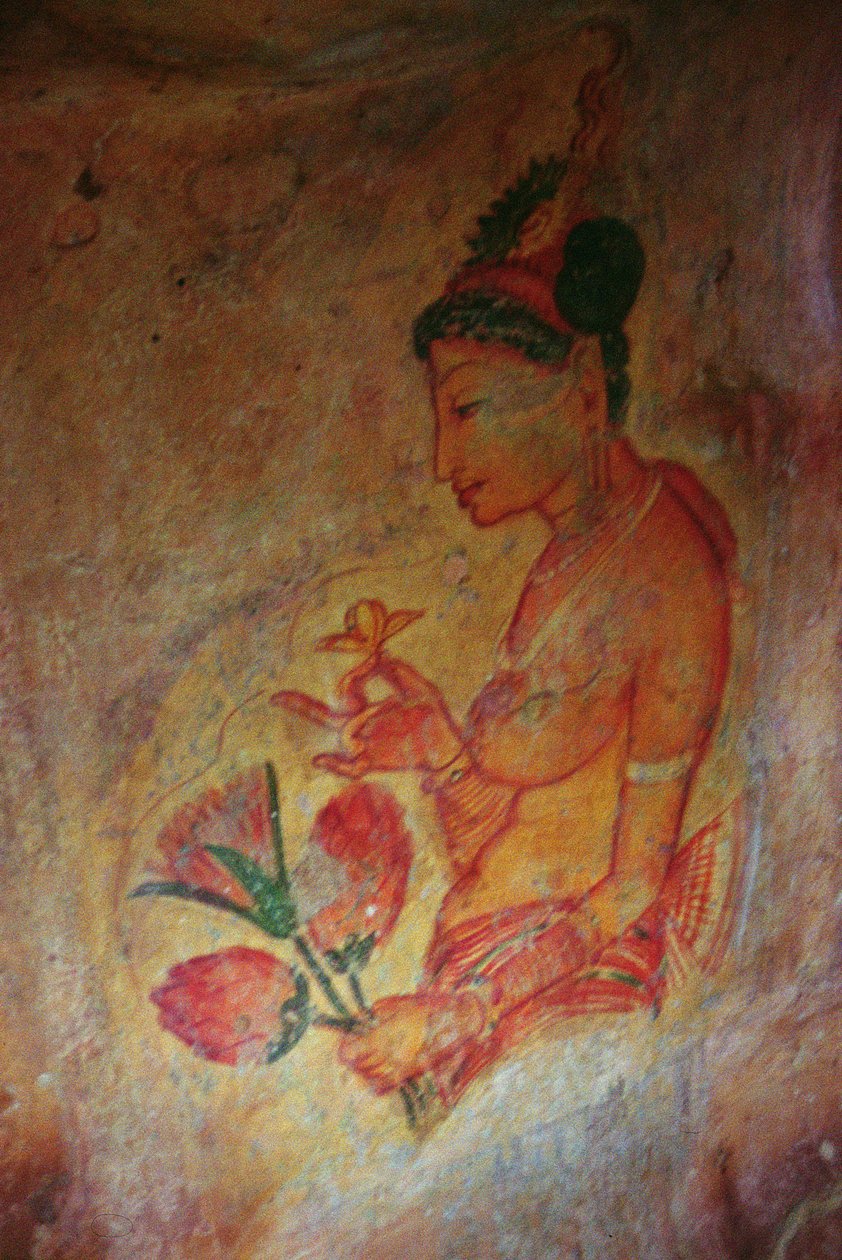 De Wolkendames, van de Rotsvesting (detail) door Sri Lankan School