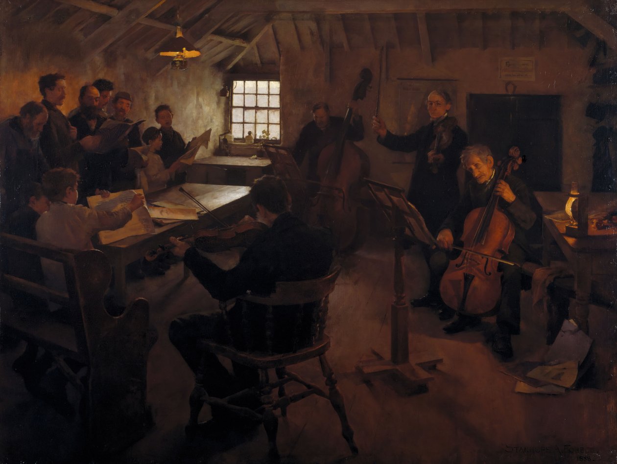 Het dorpsfilharmonisch orkest, 1888 door Stanhope A Forbes