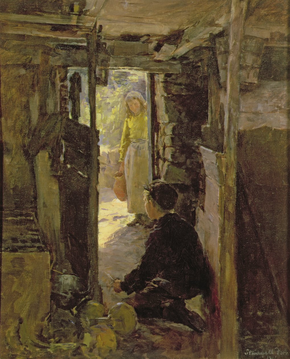 Bij de Deur van het Huisje door Stanhope Alexander Forbes