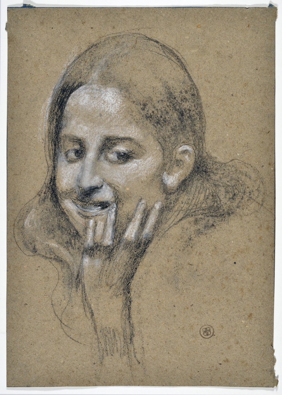 Studie van een lachend meisje door Stanislas Torrents y de Amat