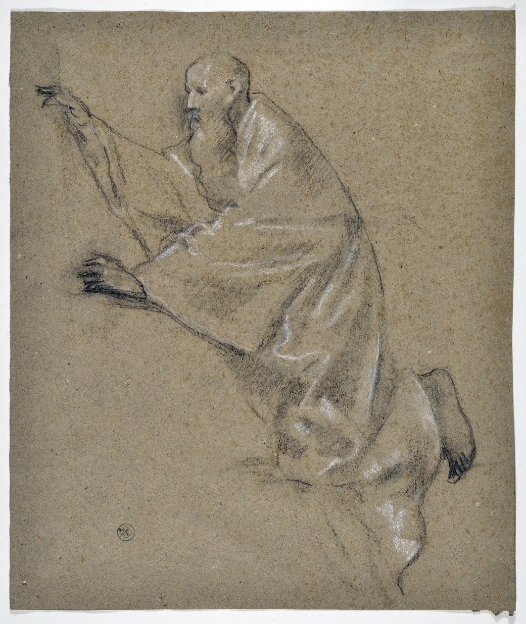 Studie van knielende man met draperie door Stanislas Torrents y de Amat