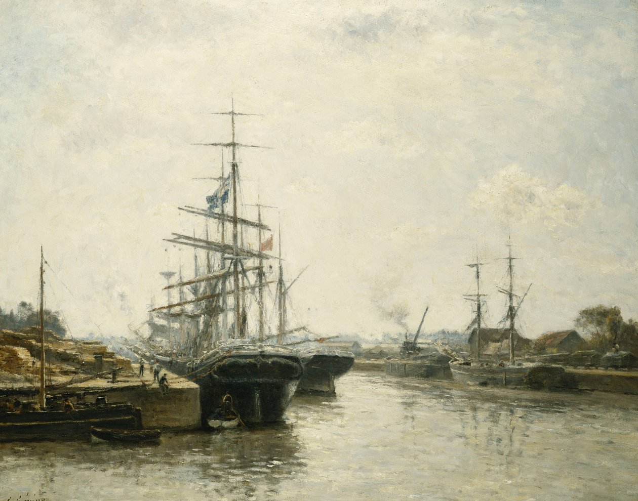Le Bassin de Caen door Stanislas Victor Edouard Lepine