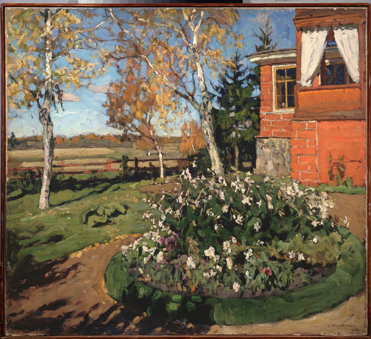 Een bloembed (Voor een huis en een landschap op het platteland) door Stanislav Joulianovitch Joukovski