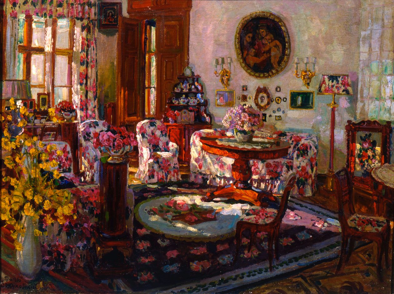Interieur in het Landhuis Brasovo, 1912 door Stanislav Julianovic Zukovskij