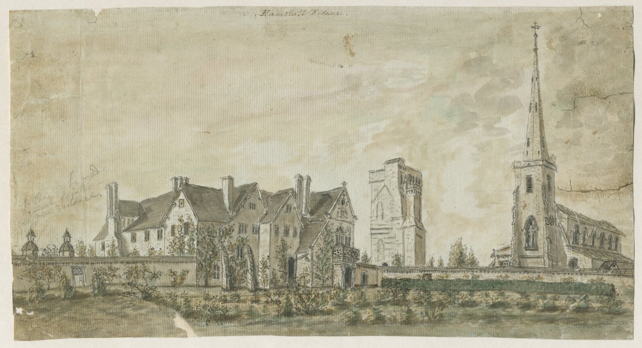 Hamstall Ridware - Kerk en Landhuis door Stebbing Shaw