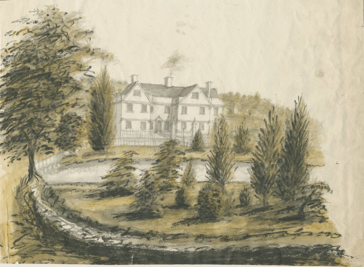 Madeley - Oud Huis: aquarel tekening, nd [1762-1802] door Stebbing Shaw