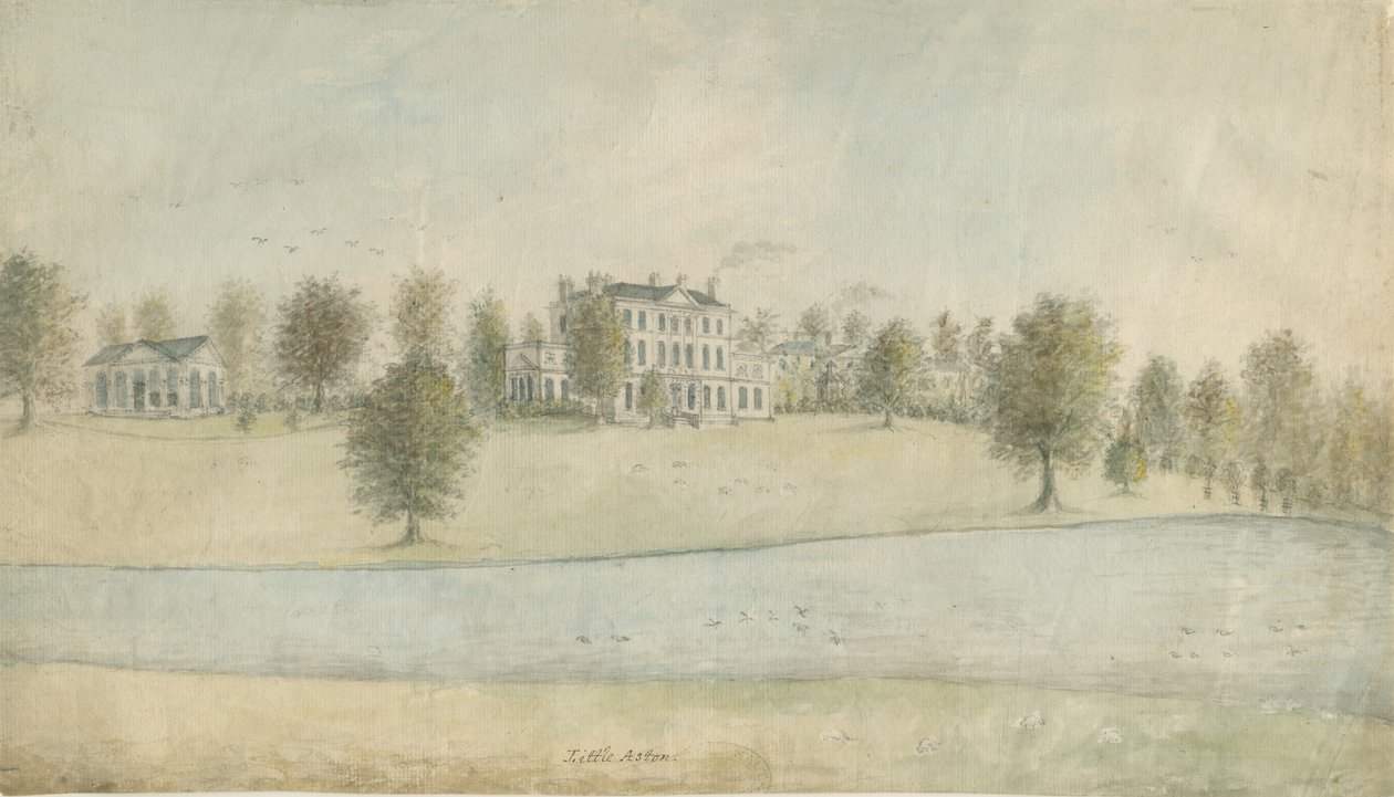 Shenstone - Little Aston Hall: aquarel schilderij door Stebbing Shaw