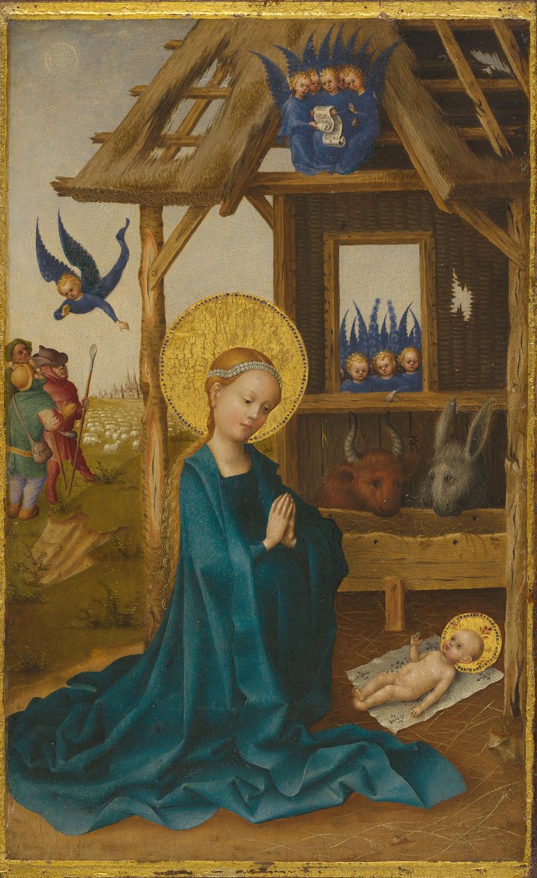 Geburt Christi (Rückseite: Kreuzigung Christi) door Stefan Lochner