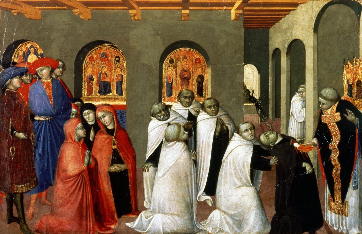 Het wonder van het Heilige Sacrament, van de predella van het Altaar van de Heilige Eucharistie door Stefano Sassetta