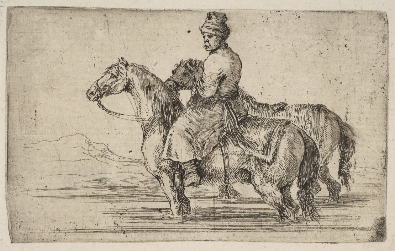 Een Poolse Knecht die Paarden Baadt door Stefano della Bella