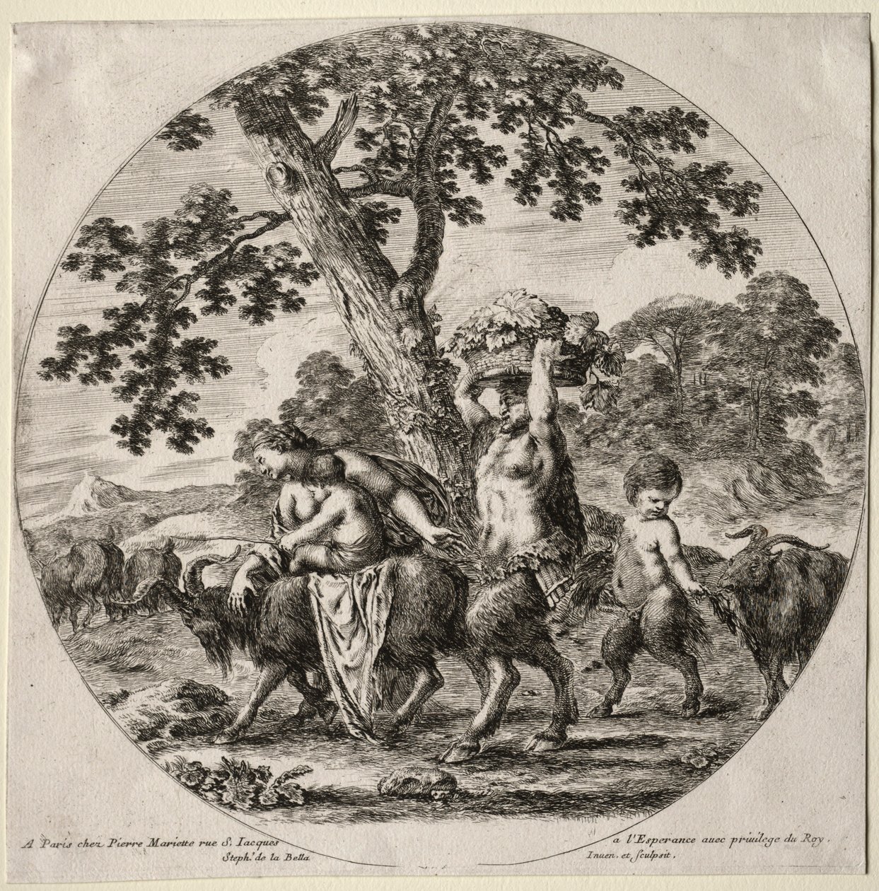 Een satyrfamilie op reis door Stefano della Bella