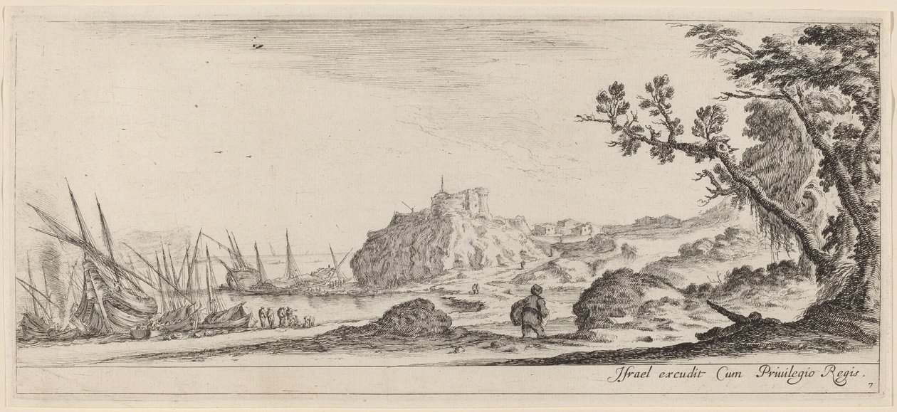 Boten aan de kust door Stefano della Bella
