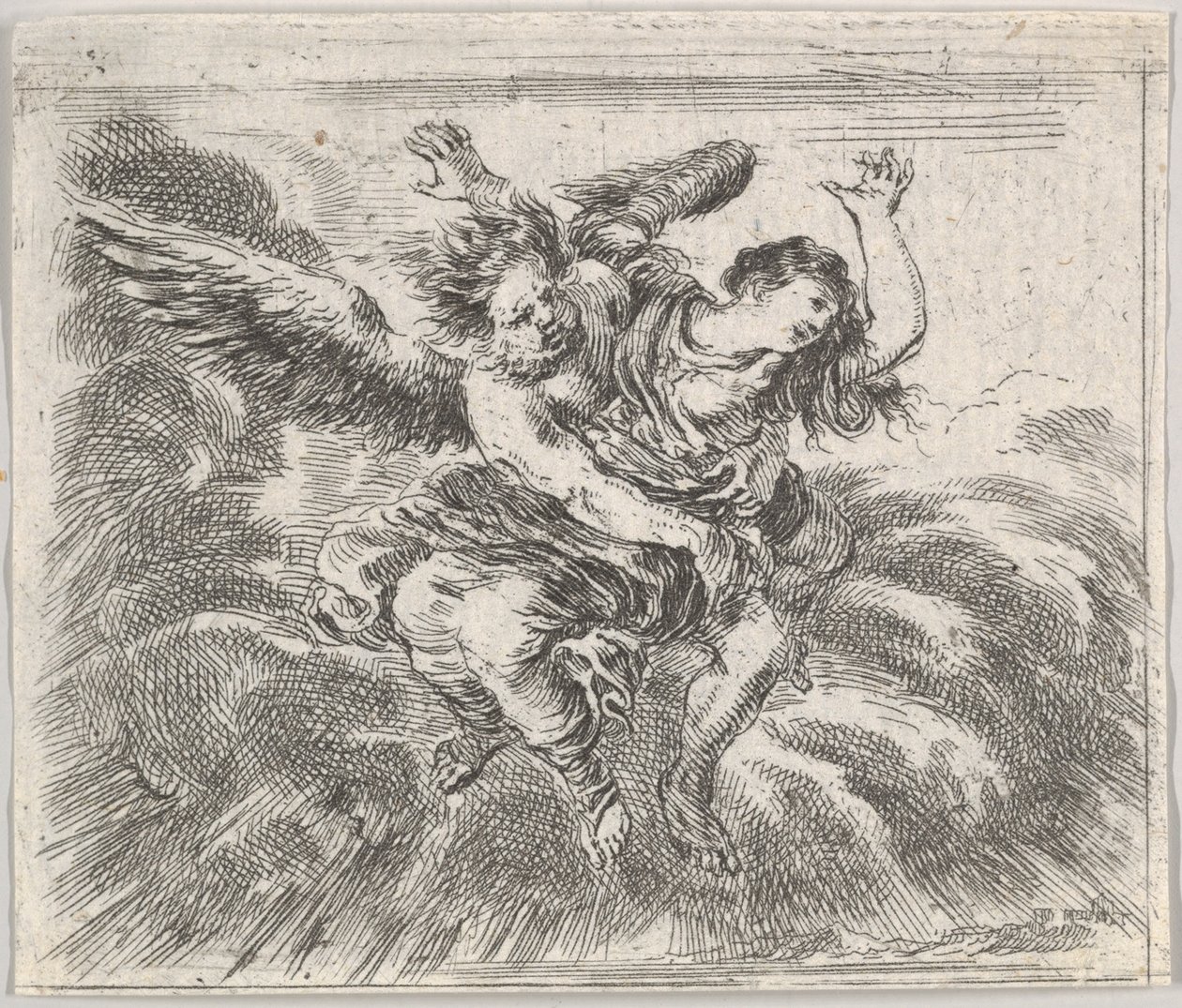 Boreas en Orithyia, uit Spel van Mythologie Jeu de la Mythologie door Stefano della Bella