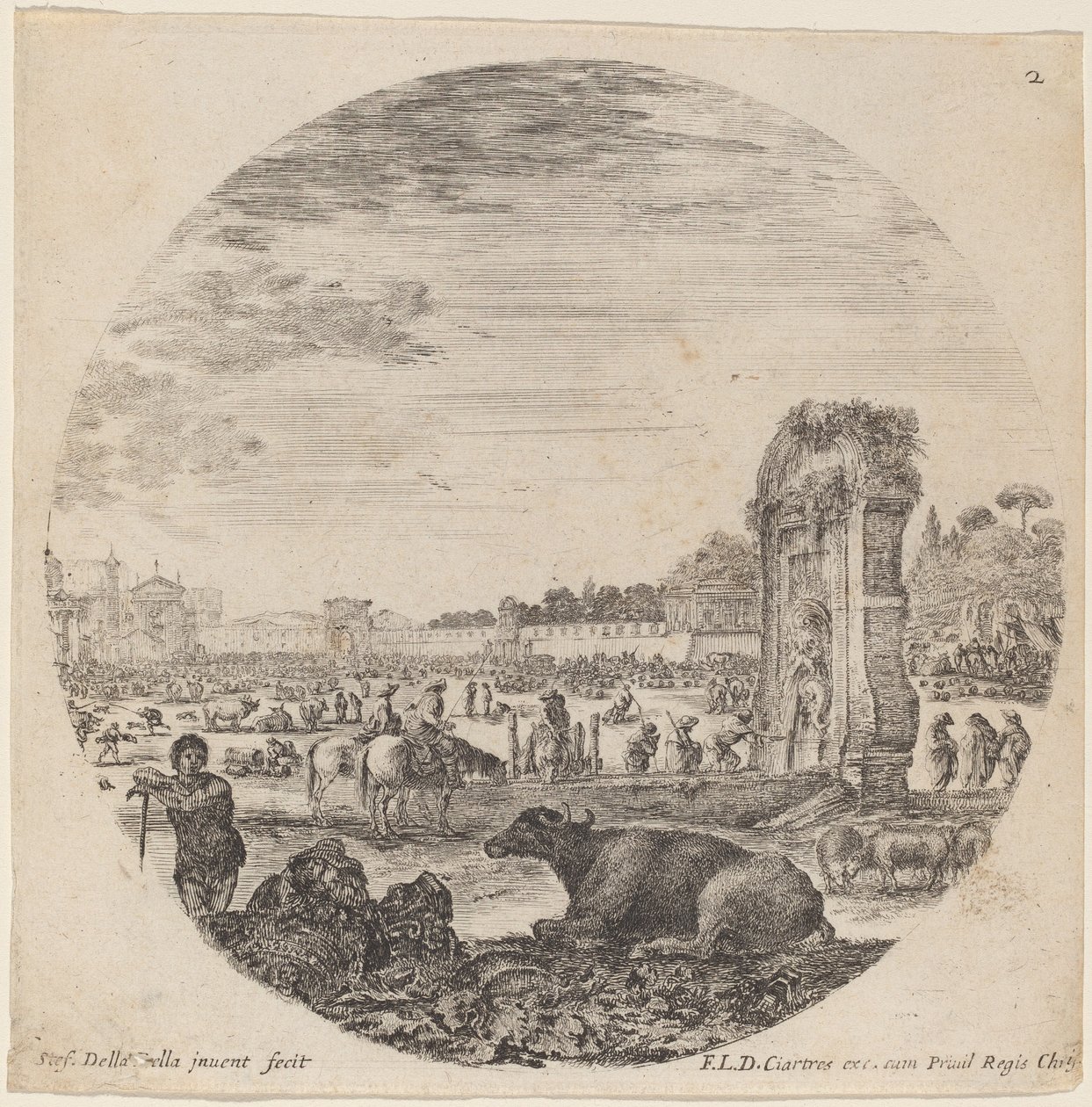Campo Vaccino, 1646 door Stefano della Bella