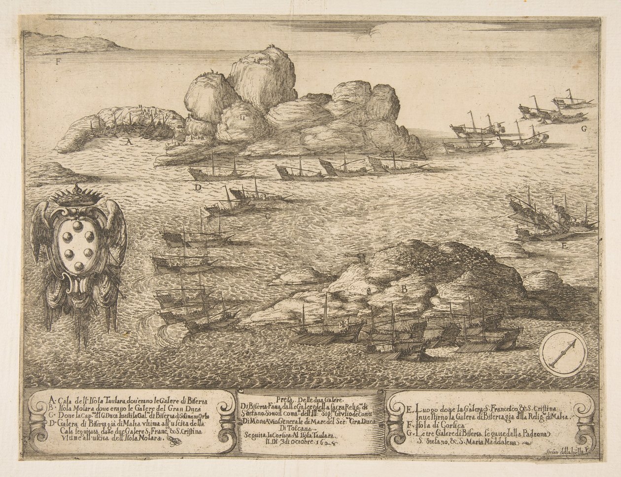 Verovering van twee galeien bij Byserta, 1628 door Stefano della Bella